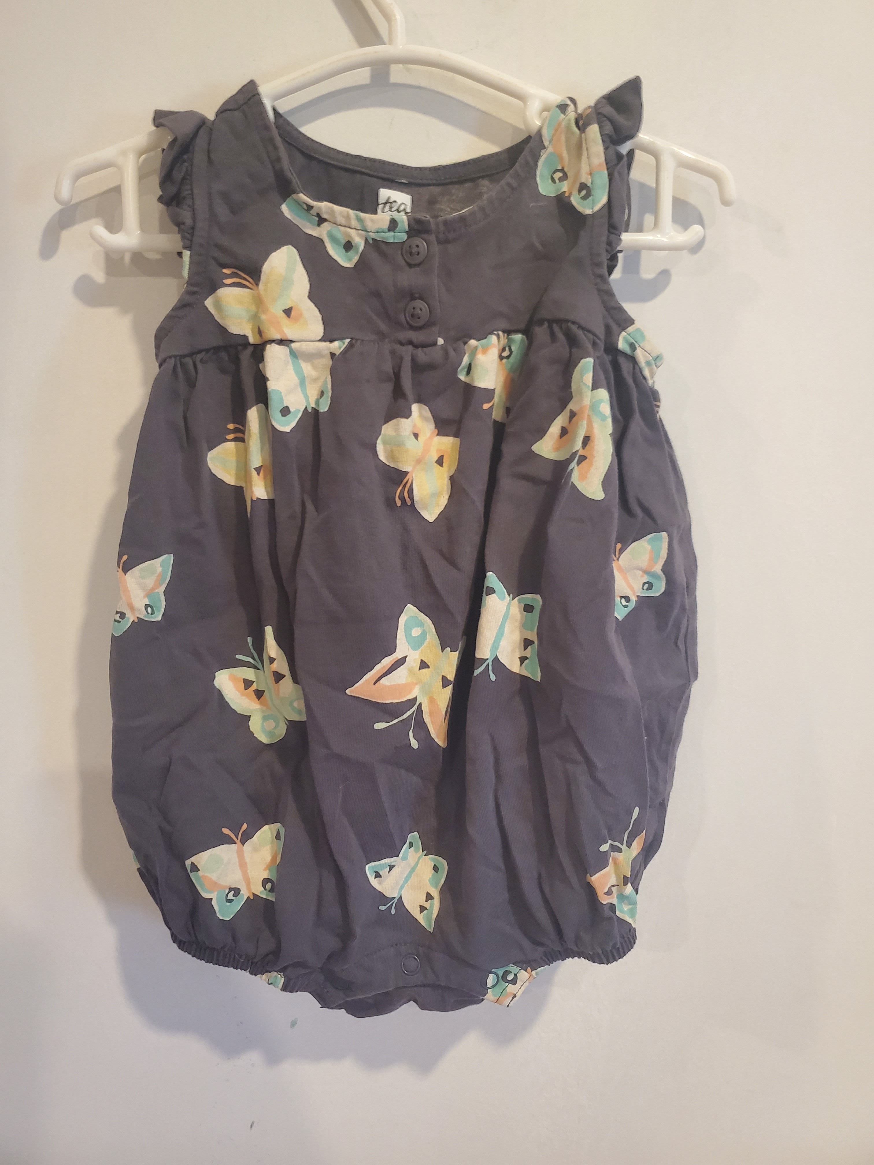 Tea Collection Gray Butterfly Infant Romper